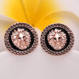 Copy of Rose Gold Platinum Plated Black Earrings Clip On Push Back Lion 1" L319