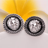 Copy of Rose Gold Platinum Plated Black Earrings Clip On Push Back Lion 1" L319