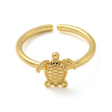 18K Gold-Plated Turtle Ocean Womens Polished Shiny Shell Adjustable Open Cuff Ring R128 product image 2