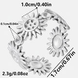 Stainless Steel Sun Wide Polished Sunflower Adjustable Open Ring Silver Gold 10mm R131