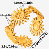 Stainless Steel Sun Wide Polished Sunflower Adjustable Open Ring Silver Gold 10mm R131