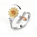 Spinner Fidget Anxiety Open Women Band Adjustable Size Flower Bee Heart Ring R71