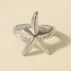 Stainless Steel Starfish Wide Womens Polished Glossy Star Open Ring Silver Gold 22mm R132