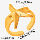 Stainless Steel Starfish Wide Womens Polished Glossy Star Open Ring Silver Gold 22mm R132