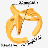 Stainless Steel Starfish Wide Womens Polished Glossy Star Open Ring Silver Gold 22mm R132