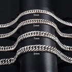 6”-11” Stainless Steel Cuban Chain Bracelet Men Women 3/5/7/9/11mm Lobster Clasp N72