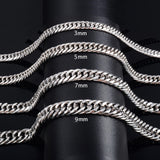 6”-11” Stainless Steel Cuban Chain Bracelet Men Women 3/5/7/9/11mm Lobster Clasp