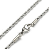 Stainless Steel Rope Chain Lobster Clasp Twisted Rope-Style Necklace Silver 23.5 in N108 product image 8