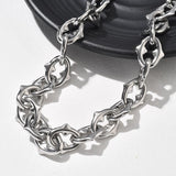 Stainless Steel Oval Link Chain Mens Womens Polished Star Lobster Clasp Necklace Silver 18.46 in N109 product image 2