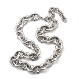 Stainless Steel Oval Link Chain Mens Womens Polished Star Lobster Clasp Necklace Silver 18.46 in N109 product image 4