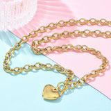 18K Gold-Plated Stainless Steel Heart Cable Chain Smooth Polished Round Toggle Clasp Pendant Necklace 19.41 in N110 product