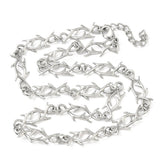 Stainless Steel Barbed Wire Polished Shiny Antler Motifs Chain Necklace Silver 17.36 in N111 product image 4