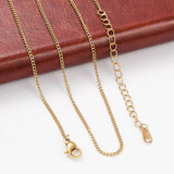 Stainless Steel Curb Chain Extender Link Lobster Clasp Necklace Silver Gold 16.14 in N112