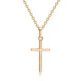 18K Gold-Plated Cross Religious Polished Shiny Chain Pendant Necklace 18 in N113 product image 1