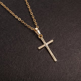 18K Gold-Plated Cross Religious Polished Shiny Chain Pendant Necklace 18 in N113 product image 2