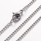Stainless Steel Curb Chain Lobster Clasp Polished Heart Necklace Silver 23.6 in N115 product image 1