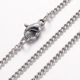 Stainless Steel Curb Chain Lobster Clasp Polished Heart Necklace Silver 23.6 in N115 product image 1