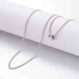 Stainless Steel Curb Chain Lobster Clasp Polished Heart Necklace Silver 23.6 in N115 product image 2