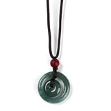 Nylon Cord Donut Slider Smooth Glossy Adjustable Pendant Necklace Green Black Red 28.23 in N119 product image 2