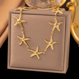Stainless Steel Starfish Link Chain Womens Polished Pendants Necklace Gold 17.17 in N121 product image 1
