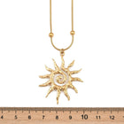 Stainless Steel Sun Ball Snake Chain Womens Sun-Shaped Radiating Rays Central Spiral Design Pendant Necklace Gold 16.02 in