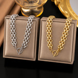 Stainless Steel Panther Chain Womens Polished Glossy Toggle Clasp Necklace Silver Gold 16.54 in N123 product image 1