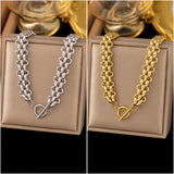 Stainless Steel Panther Chain Womens Polished Glossy Toggle Clasp Necklace Silver Gold 16.54 in N123 product image 2