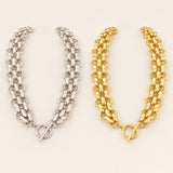 Stainless Steel Panther Chain Womens Polished Glossy Toggle Clasp Necklace Silver Gold 16.54 in N123 product image 3