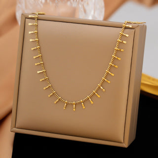 18K Gold-Plated Stainless Steel Curb Chain Womens Smooth Pendant-Like Elements Necklace 15.94 in N124 product image 1