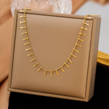 18K Gold-Plated Stainless Steel Curb Chain Womens Smooth Pendant-Like Elements Necklace 15.94 in N124 product image 1