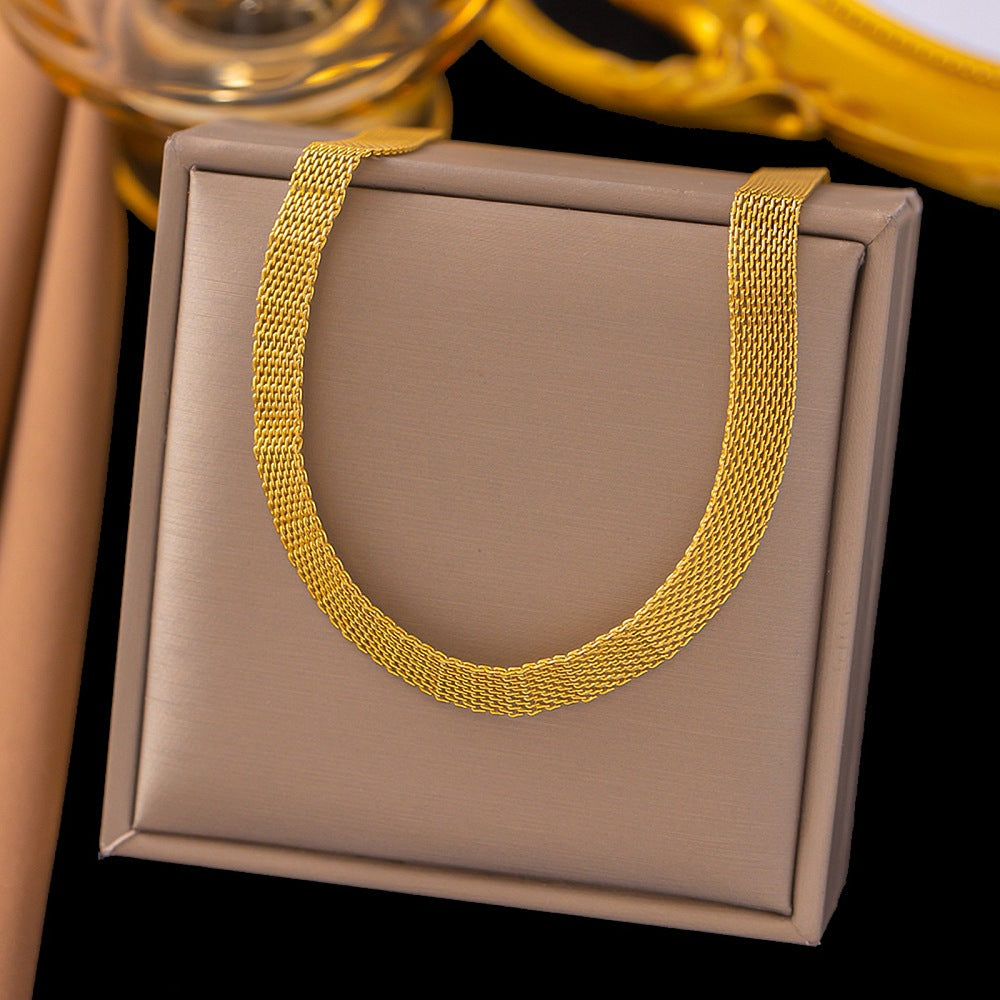 Stainless Steel Extender Womens Polished Mesh Curved Chain Necklace Gold 12.64 in N125 product image 1