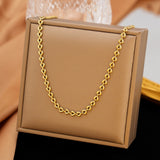 Stainless Steel Heart Link Chain Womens Shiny Heart-Shaped Necklace Gold 16.06 in N126 product image 1