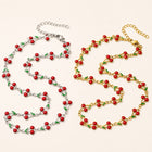 Stainless Steel Enamel Cherry Link Smooth Polished Chain Necklace Silver Gold Red N129 product image 1