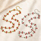 Stainless Steel Enamel Cherry Link Smooth Polished Chain Necklace Silver Gold Red N129 product image 2