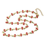 Stainless Steel Enamel Cherry Link Smooth Polished Chain Necklace Silver Gold Red N129