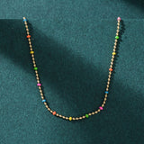 18K Gold-Plated Stainless Steel Enamel Round Ball Smooth Small Chain Necklace N130 product image 1