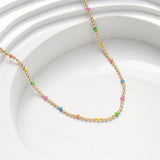 18K Gold-Plated Stainless Steel Enamel Round Ball Smooth Small Chain Necklace N130 product image 2