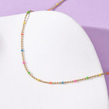 18K Gold-Plated Stainless Steel Enamel Round Ball Smooth Small Chain Necklace N130 product image 3