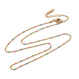 18K Gold-Plated Stainless Steel Enamel Round Ball Smooth Small Chain Necklace N130 product image 4