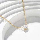 18K Gold-Plated Stainless Steel Flat Round Crystal Womens Smooth Polished Pendant Necklace N131 product image 2