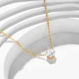 18K Gold-Plated Stainless Steel Flat Round Crystal Womens Smooth Polished Pendant Necklace N131 product image 2
