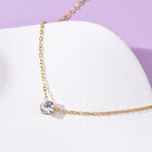 18K Gold-Plated Stainless Steel Flat Round Crystal Womens Smooth Polished Pendant Necklace N131 product image 3