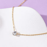18K Gold-Plated Stainless Steel Flat Round Crystal Womens Smooth Polished Pendant Necklace N131 product image 3