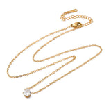18K Gold-Plated Stainless Steel Flat Round Crystal Womens Smooth Polished Pendant Necklace N131 product image 4