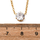 18K Gold-Plated Stainless Steel Flat Round Crystal Womens Smooth Polished Pendant Necklace N131 product image 5