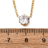 18K Gold-Plated Stainless Steel Flat Round Crystal Womens Smooth Polished Pendant Necklace N131 product image 5