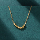 18K Gold-Plated Stainless Steel Round Beaded Smooth Pendant Necklace 16.14 in N132 product image 1