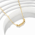 18K Gold-Plated Stainless Steel Round Beaded Smooth Pendant Necklace 16.14 in N132 product image 2