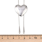 Stainless Steel Heart Lariat Womens Shiny Teardrop Adjustable Necklace Silver 32.44 in N133 product image 3