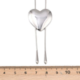 Stainless Steel Heart Lariat Womens Shiny Teardrop Adjustable Necklace Silver 32.44 in N133 product image 3